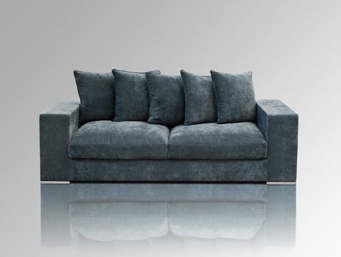 Samt-Sofa 'Cooper' 3-Sitzer blau