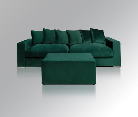Velvet sofa 'Monroe' 4 seater green