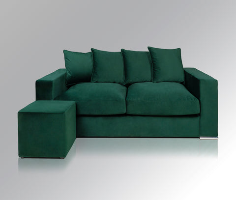 Samt-Sofa 'George' 2-Sitzer grün